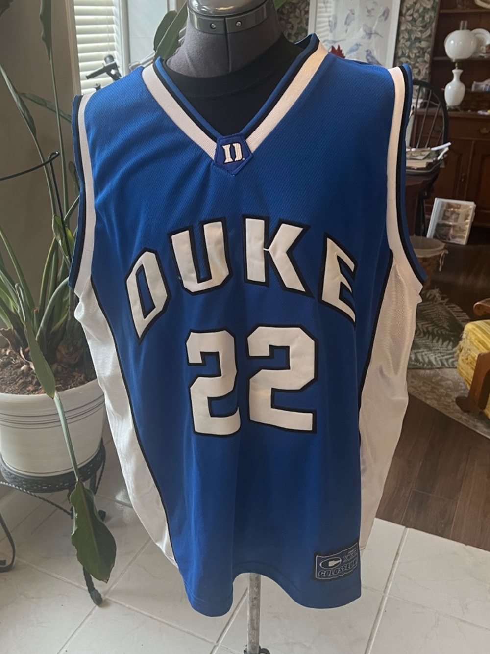 Colosseum Blue and White Duke #22 Basketball Jersey